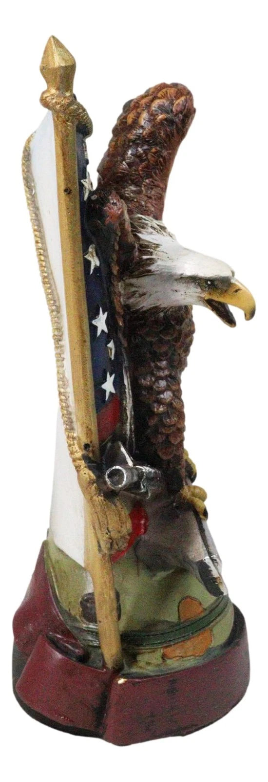 Bald Eagle With Crossed Rifles Soldier Helmet By Star Spangled US Flag Figurine-3