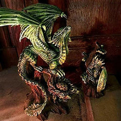 Mother And Baby Gaia Tree Earth Dragon Wyrmling Statue Figurine SET OF 2-1