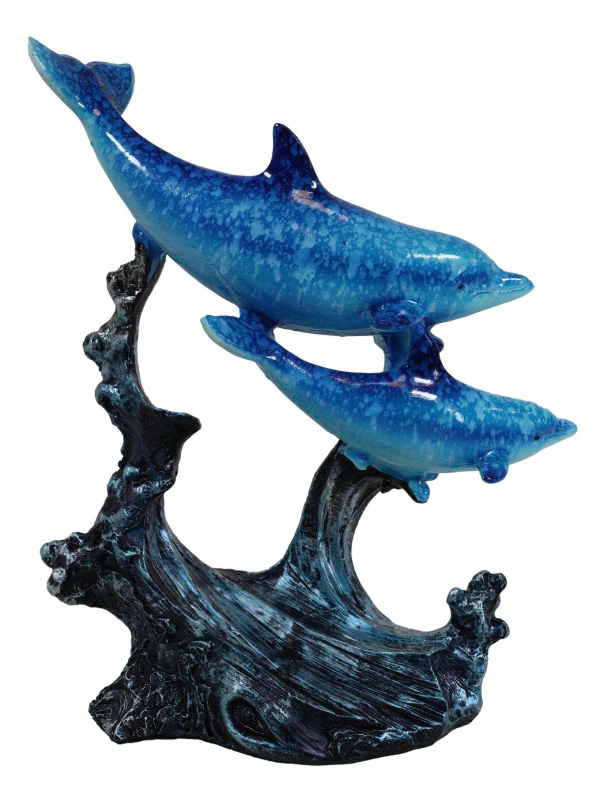 Marine Sea Ocean 2 Blue Dolphins Swimming Around Underwater Coral Reef Figurine-5