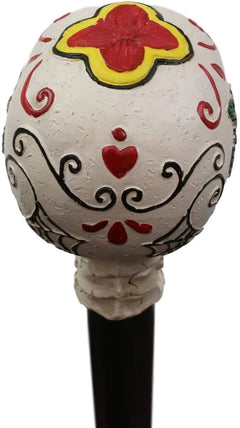 White Colorful Day Of The Dead Skull Prop Accessory Walking Cane For Parties-6