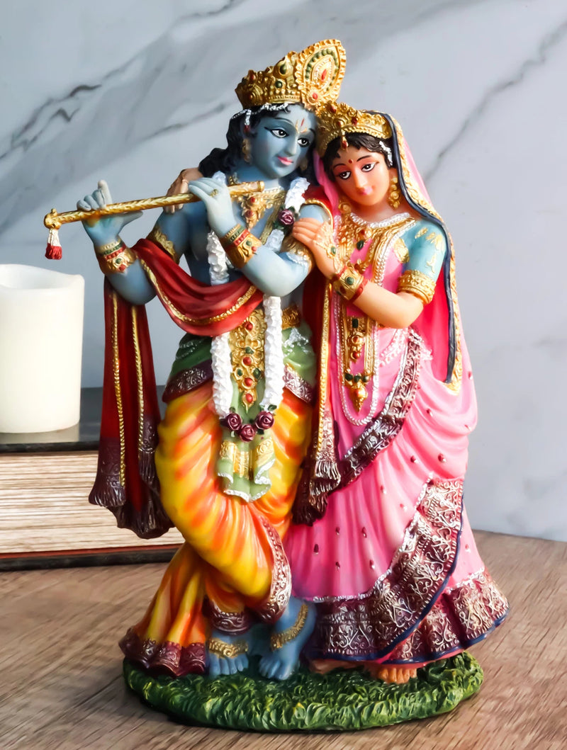 Vedic Radha And Krishna Statue Avatar Of Vishnu Shakti God's Divine Love 8"H-7