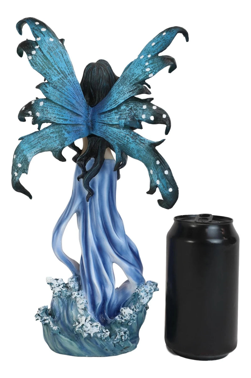 Ocean Fairy Figurine, Water Elemental Fantasy Statue 12" Tall Rising Over Waves, Hand-Painted Mythical Creature Sculpture, Home Decor for Shelf, Desk, or Living Room Display-9