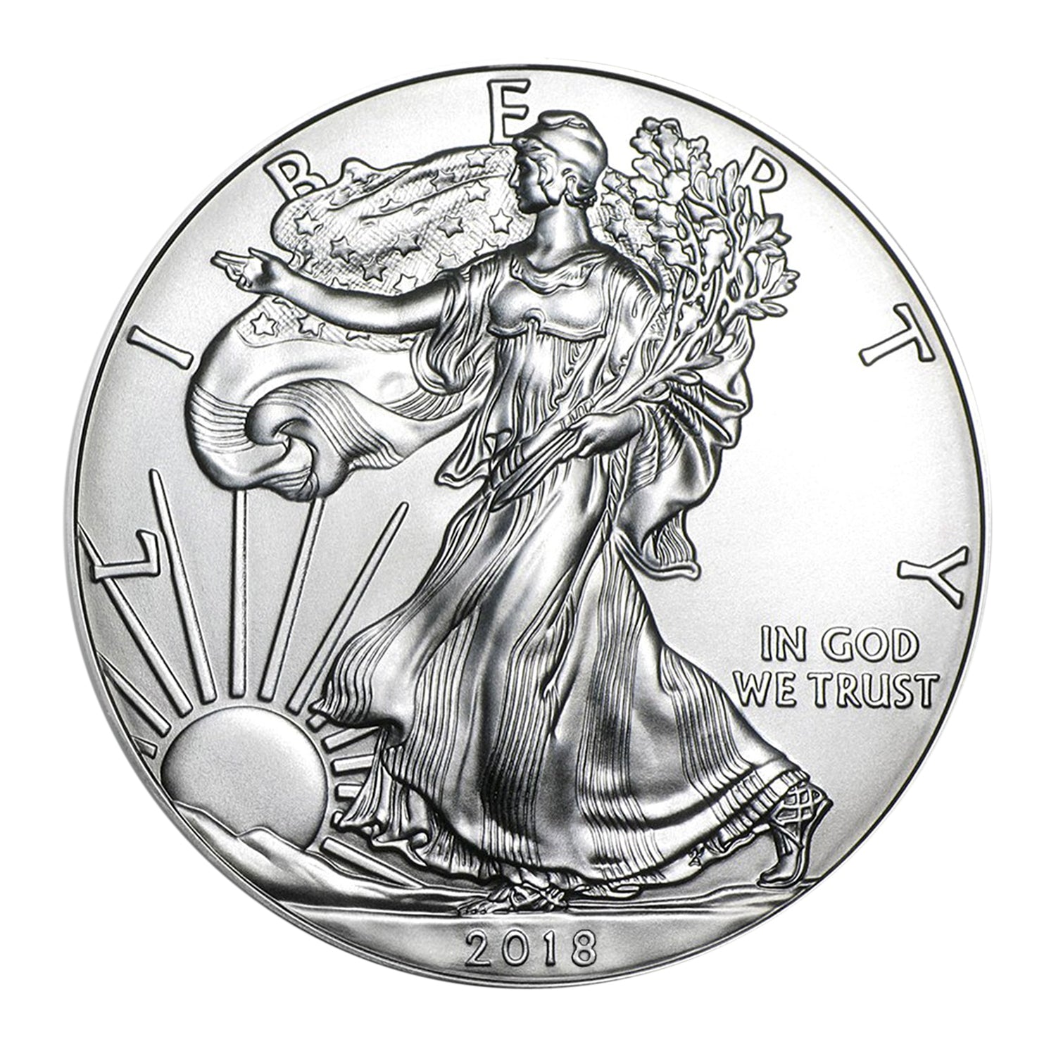Moneda American Silver Eagle brillante sin circular BU ASE de $1 de 2018