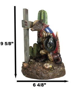 Rustic Western Armadillo Cowboy by Saguaro Cactus Praying By The Cross Figurine-9