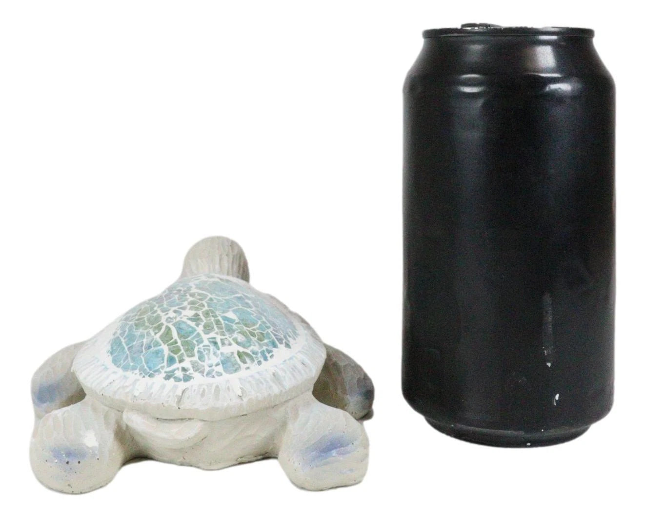 Coastal Ocean Giant Sea Turtle Decorative Figurine With Crushed Glass Shell-7