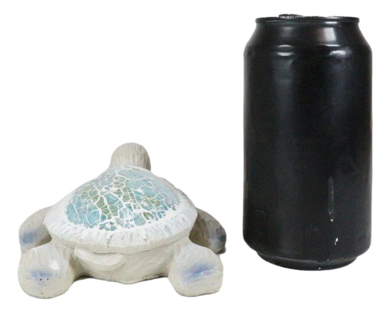 Coastal Ocean Giant Sea Turtle Decorative Figurine With Crushed Glass Shell-7