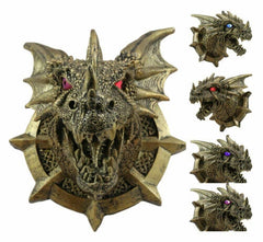 Castle Dungeon Chained Golden Dragon Wall Plaque Decor Color Changing LED Eyes-7