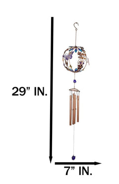 Monarch Butterflies by Floral Garden Globe Art Glass Gemstones Metal Wind Chime-9