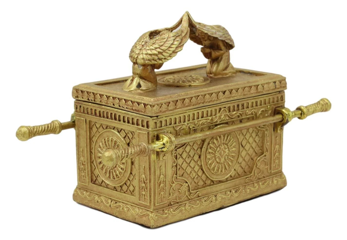 Matte Gold Ark Of The Covenant Model With Contents Figurine Decorative Box 1:16-11