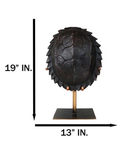 Large Nautical Marine Jagged Shell Faux Sea Turtle Sculpture With Pole Stand-8