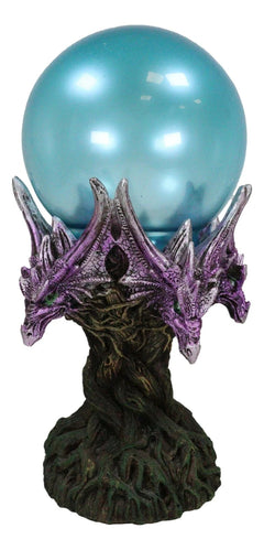 Fantasy Greenman Dragon Heads On Tree of Life Colorful LED Sphere Orb Figurine-6