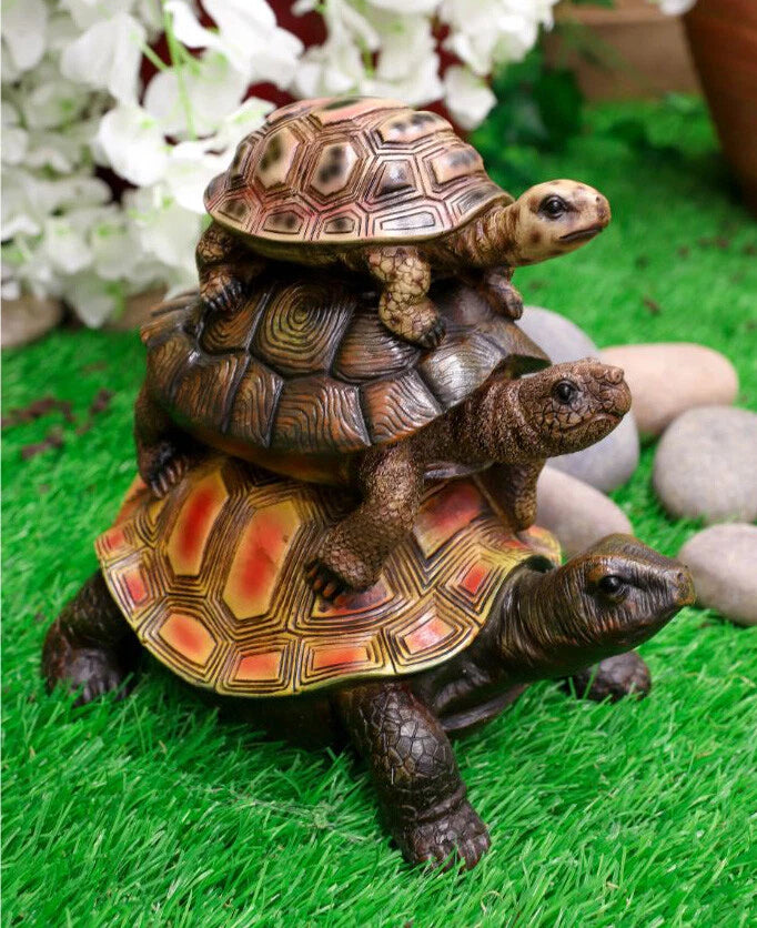 Nautical Marine Reptile 3 Stacked Acrobatic Turtles Tortoises Figurine Feng Shui-1
