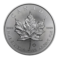 Moneda canadiense de hoja de arce de 5 dólares de 2016, 1 onza troy, 0,9999 de plata BU-3