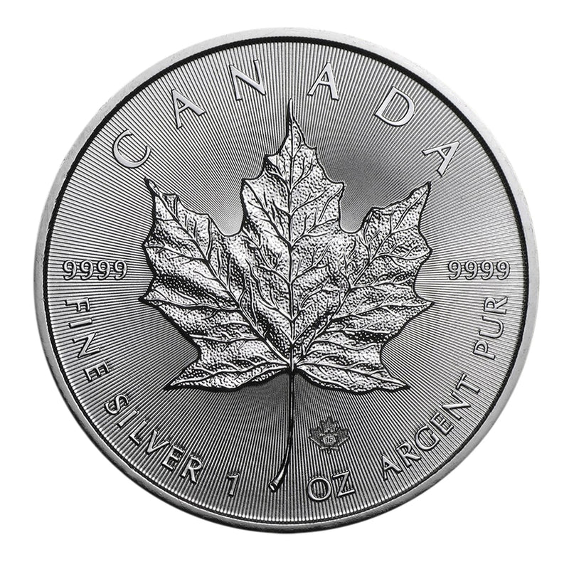 Moneda canadiense de hoja de arce de 5 dólares de 2016, 1 onza troy, 0,9999 de plata BU-3
