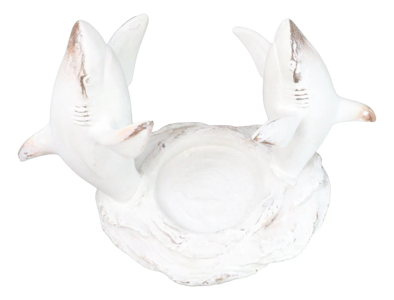 Antique White Ocean Marine Great White Sharks Rising Above Water Wine Holder-7