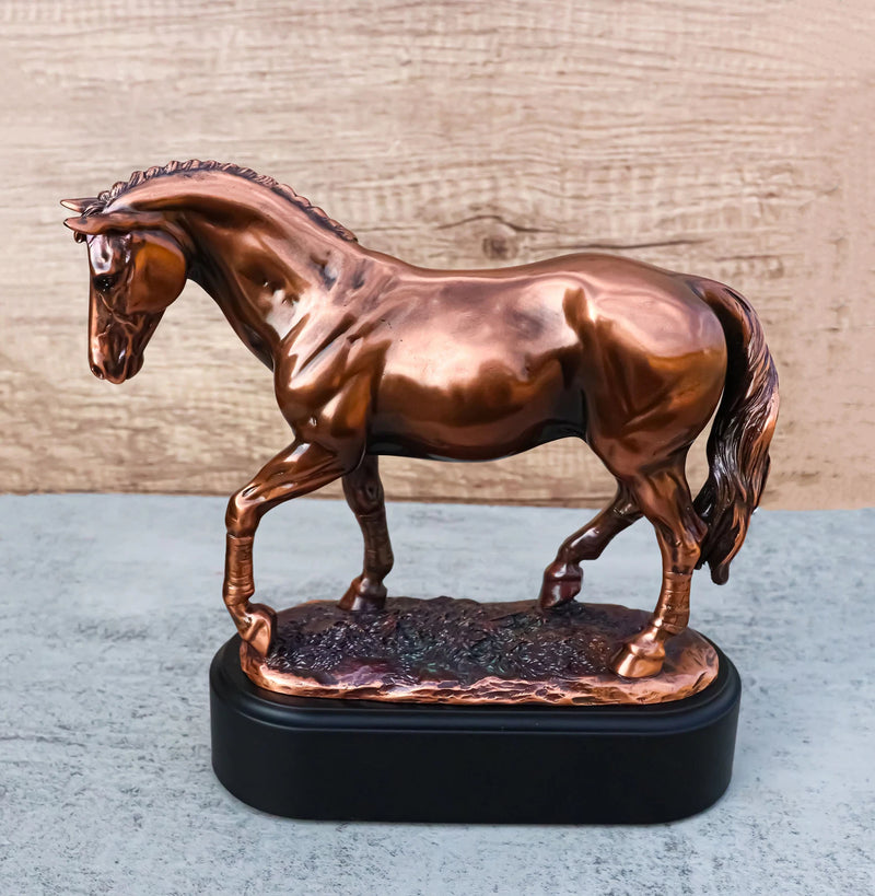 Hanoverian Mare Horse Walking The Pasture Bronze Electroplated Figurine Statue-9