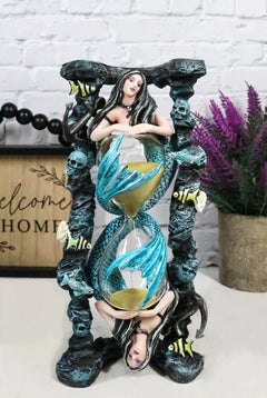 Large Sirens Of The Seas Necromancer Gothic Mermaid Sand Timer Pillar 9"H-1