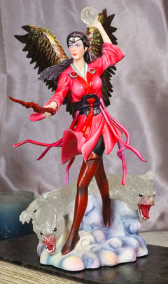 Air Elemental Magic Wizard Sorceress Bending The Wind With Hydra Spirits Statue-1