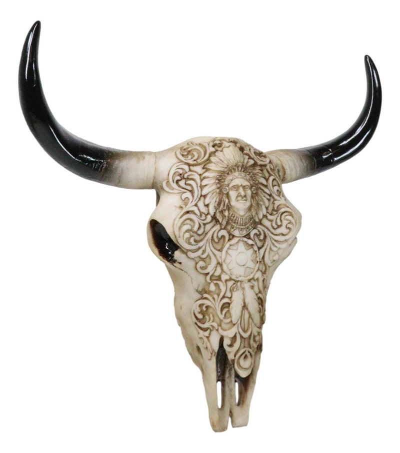 Southwestern Tribal Buffalo Skull Tribal Indian Chief Scrollwork Wall Decor-9