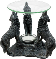 Moonlight Three Howling Wolves Candle Oil Warmer Or Wax Tart Burner Figurine-6