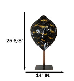 Nautical Marine Black Tone Faux Hawksbill Turtle Shell Sculpture With Pole Stand-10