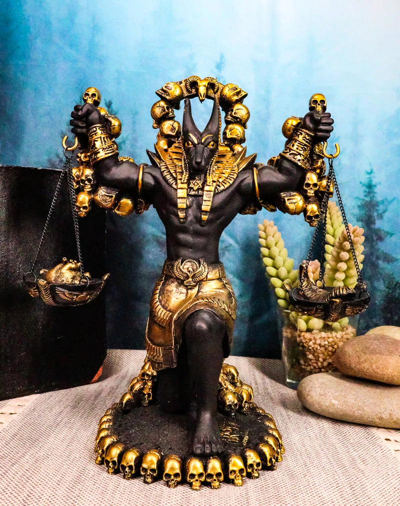 Anubis Statue Ankh Altar Weighing The Heart Against Feather Figurine 9"H-8