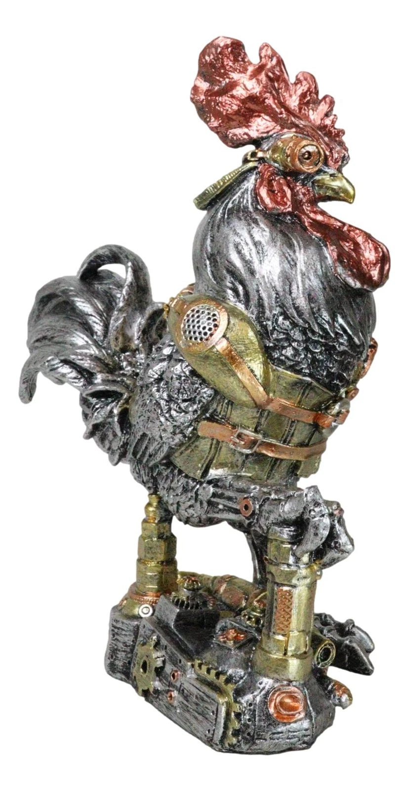 Steampunk Gearwork Robotic Cyborg Rooster Chicken In Battle Armor Figurine-9