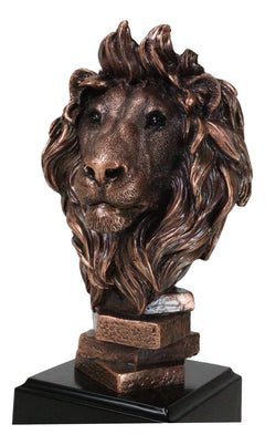 King Of The Jungle African Lion Pride Bust Bronze Electroplated Figurine Statue-9