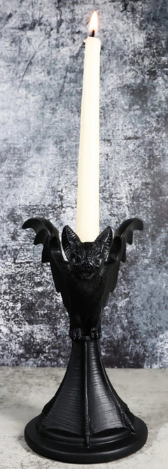 Wicca Gothic Black Gargoyle Vampire Bat Vespertilio Candlestick Holder Figurine-2