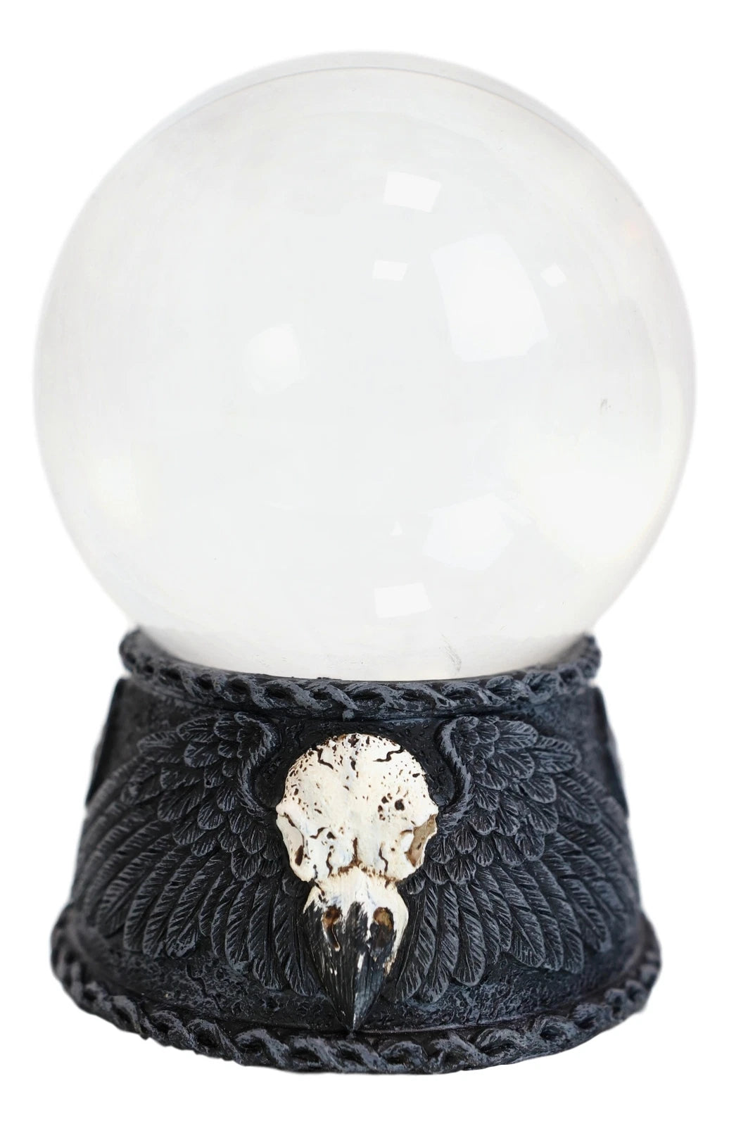 Figura de calavera de cuervo con pentagrama y esfera de cristal con luz LED que se marchita-7