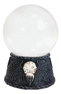 Figura de calavera de cuervo con pentagrama y esfera de cristal con luz LED que se marchita-7