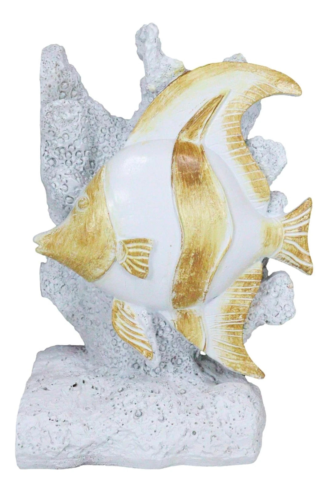 Nautical Sea Coastal Marine Angelfish Fishes Swimming By Corals Bookends Pair-9