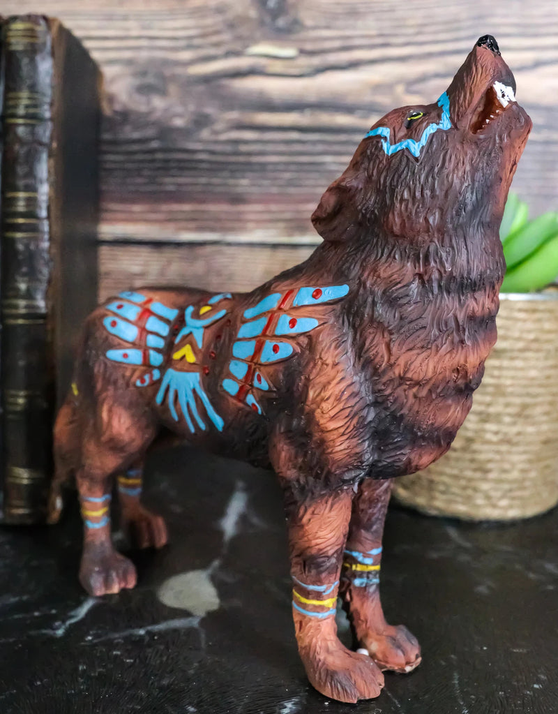 Eagle Vision Native Tribal Howling Wolf Totem Spirit Figurine Collection 6.25"L-8