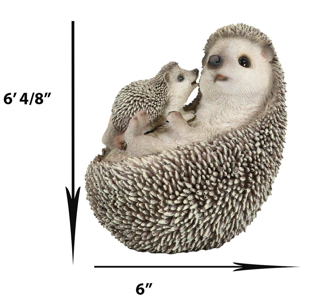 Realistic Cuddle Time Baby Hedgehog with Mother Lying On Its Back Figurine-7