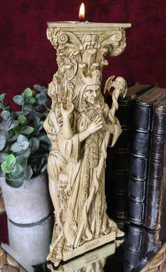 Candelabro pagano wiccano con la triple diosa celta, doncella madre y anciana-5