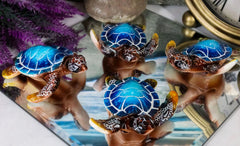 Blue Coastal Ocean Marine Giant Sea Turtle Miniature Figurines Pack Of 4-1