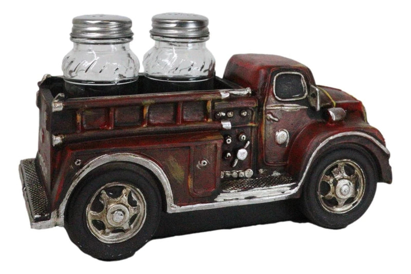 Figura de camión de bomberos rojo vintage para salero y pimentero de cristal-8