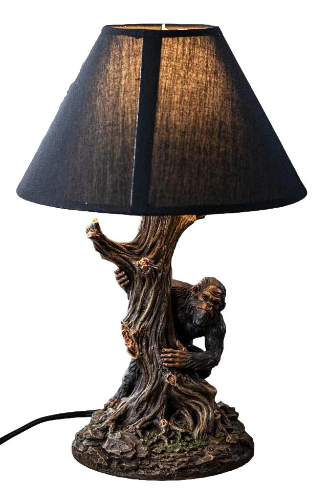 Mythical Creature Sasquatch Big Foot Cryptid Ape by Tree Trunk Table Lamp Decor-7