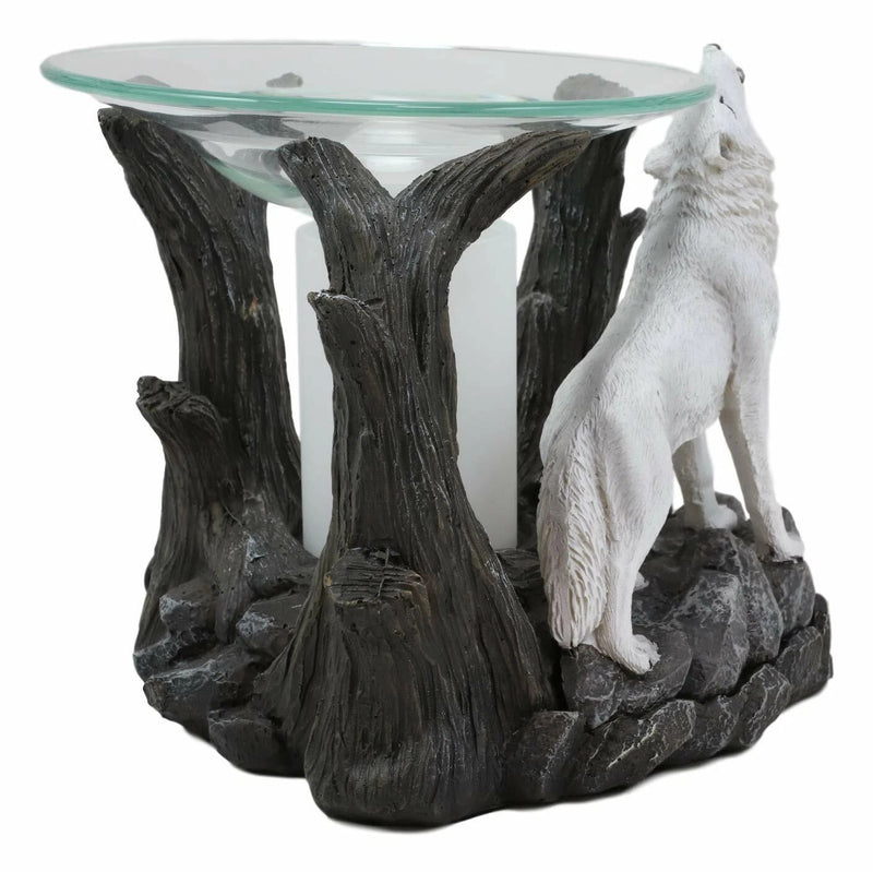 White Wolf Howling Electric Oil Burner Tart Warmer Statue Night Light-6
