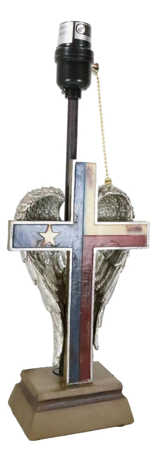 Country Western Texas Lone Star State Flag With Silver Angel Wings Table Lamp-6