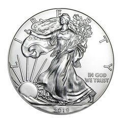Moneda American Silver Eagle brillante sin circular de $1 de 2019 con soporte Airtite-1