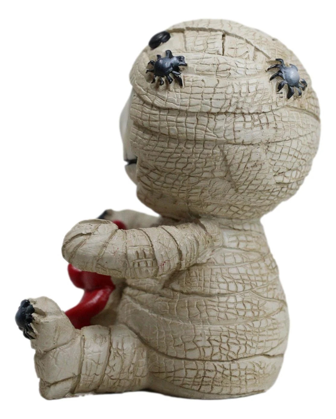 Furrybones Mummy Sarcophagus with Red Teddy Bear & Spiders Figurine 2.75"H-7