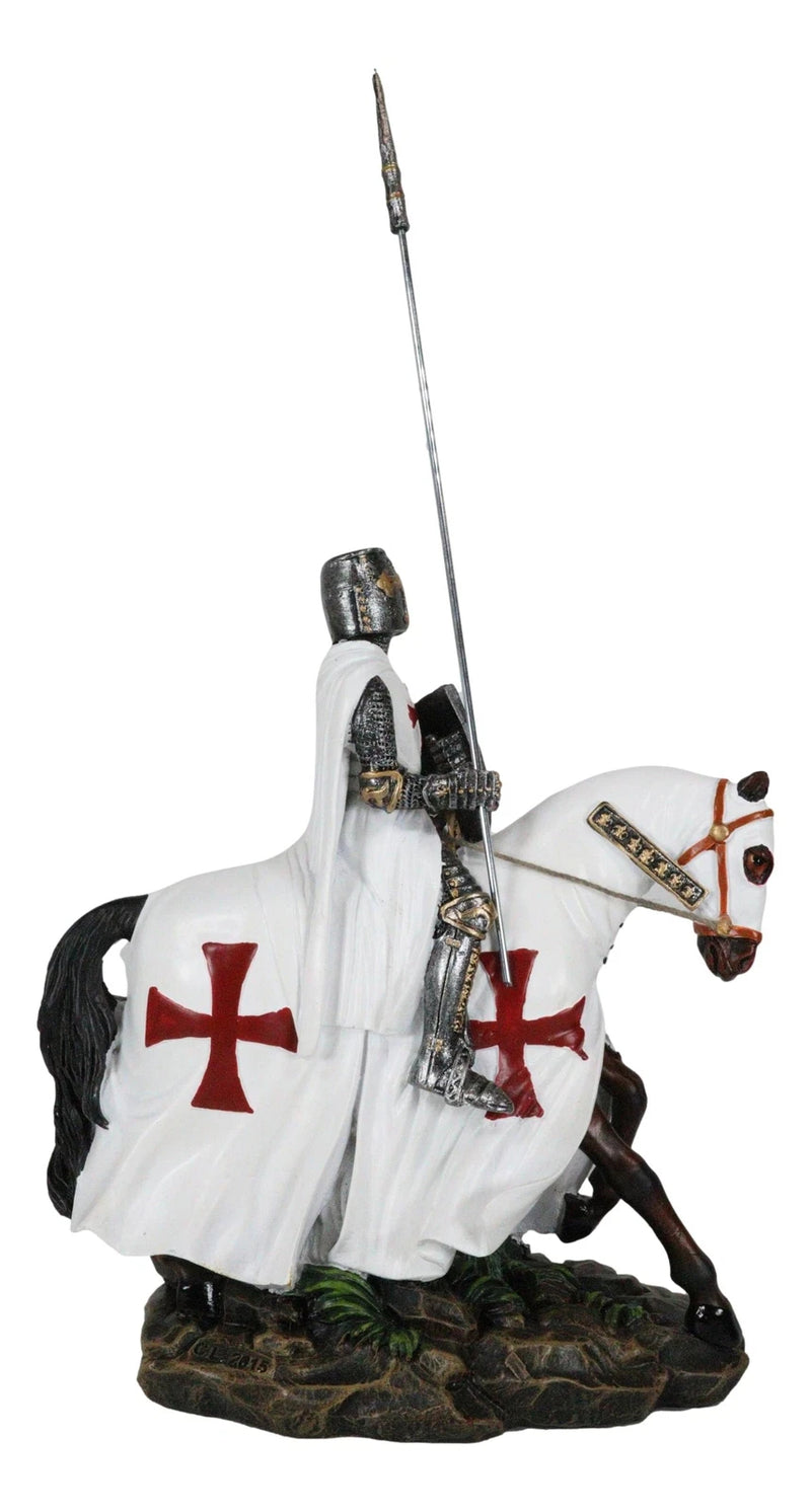 Crusader English Knight On Heavy Cavalry Horse Statue Phalanx Spear Horse-9