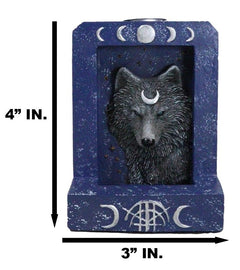 Phases Of The Moon Alpha Black Wolf With Crescent Mark Backflow Incense Burner-9