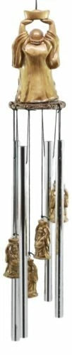 Feng Shui Lucky Buddha With Golden Nugget Wind Chime 23"Long Garden Patio Decor-7