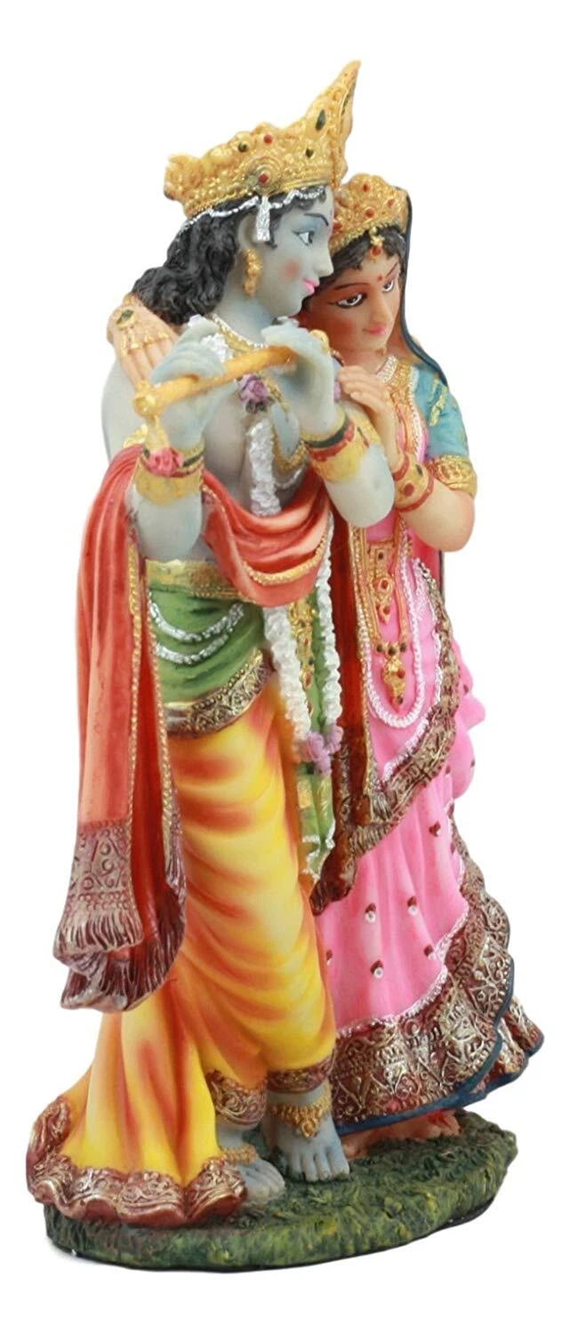 Vedic Radha And Krishna Statue Avatar Of Vishnu Shakti God's Divine Love 8"H-9