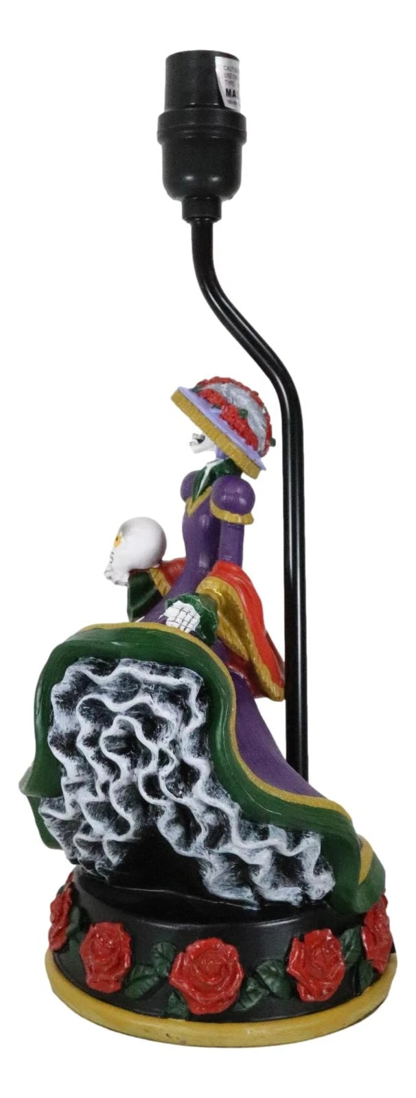 Day of The Dead La Calavera Catrina Sugar Skull Standing On Red Roses Table Lamp-7