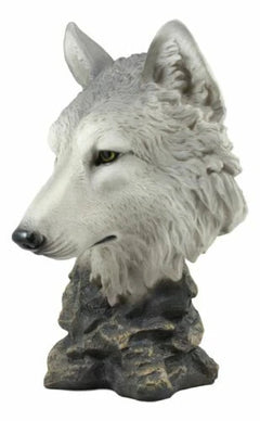 Realistic Large Gray Wolf Head Bust Statue 16"Tall Blood Lust Timberwolf Decor-7