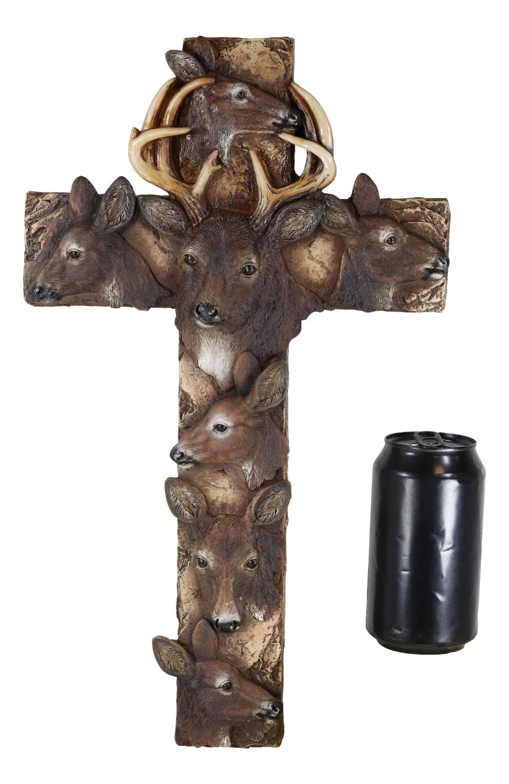 Rustic Western Wildlife Deer Stag with Antlers And Does Family Wall Cross Plaque-8