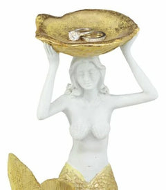 Art Nouveau Mermaid Holding Sea Shell Candle Or Jewelry Holder Figurine-6